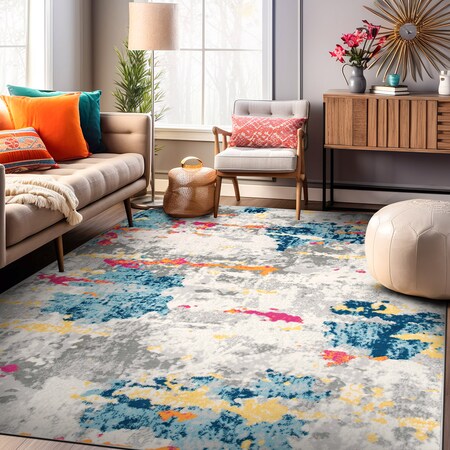 World Rug Gallery Sky Collection Modern Abstract Area Rug 5'x7' Multi 233MULTI5X7
